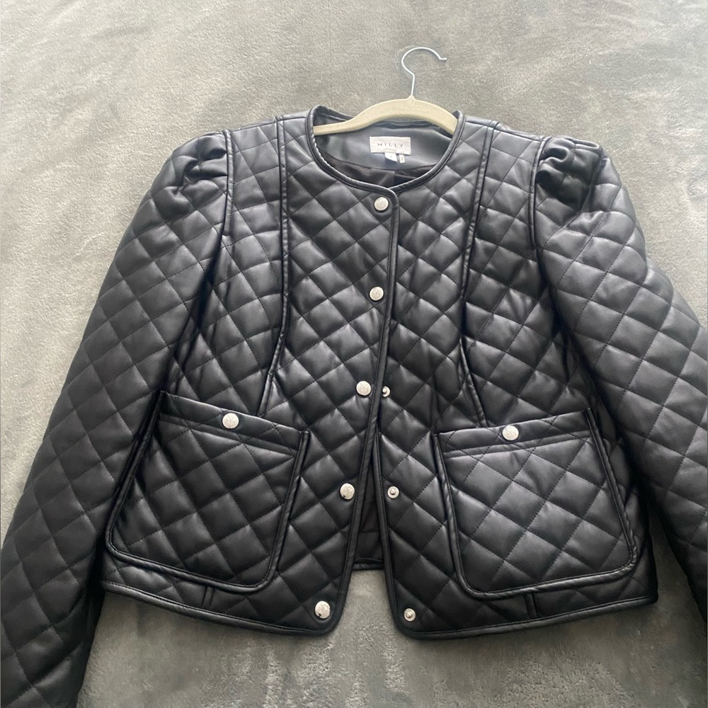 Milly Vegan Leather Quilted Jacket (details in additional image) size 8